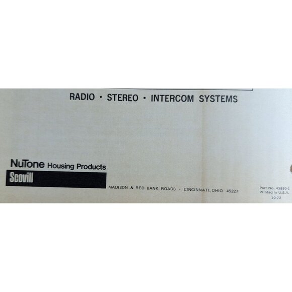 NUTONE SERVICE MANUAL FOR MUSICOM MASTER RECEIVER MODELS 2500, 2501, 2502, 2600 - Picture 9 of 9